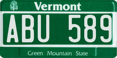 VT license plate ABU589