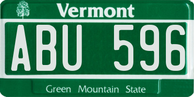 VT license plate ABU596