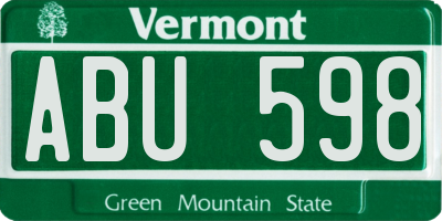 VT license plate ABU598
