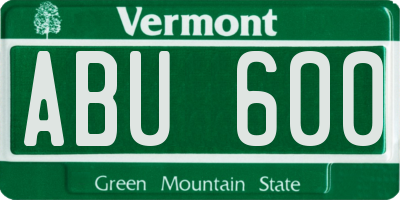 VT license plate ABU600
