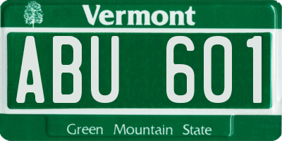 VT license plate ABU601