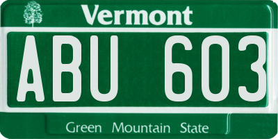 VT license plate ABU603