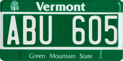 VT license plate ABU605