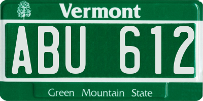 VT license plate ABU612