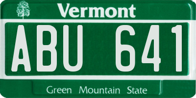VT license plate ABU641