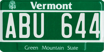 VT license plate ABU644