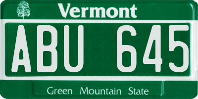 VT license plate ABU645