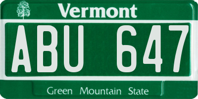 VT license plate ABU647
