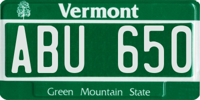 VT license plate ABU650