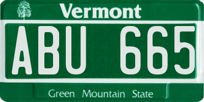 VT license plate ABU665