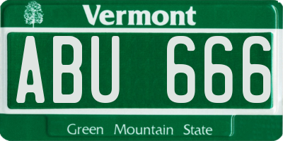 VT license plate ABU666