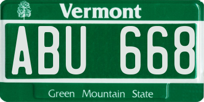 VT license plate ABU668