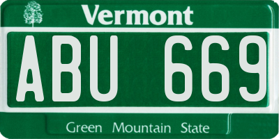 VT license plate ABU669