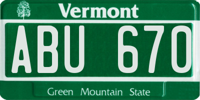 VT license plate ABU670