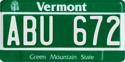 VT license plate ABU672