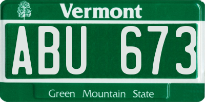 VT license plate ABU673