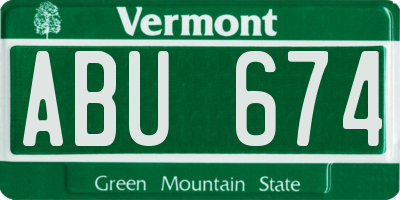 VT license plate ABU674