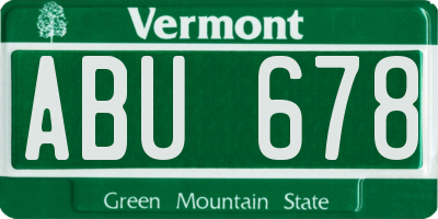 VT license plate ABU678