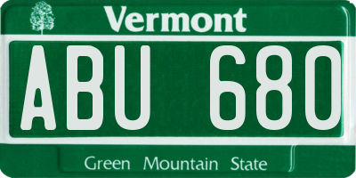 VT license plate ABU680