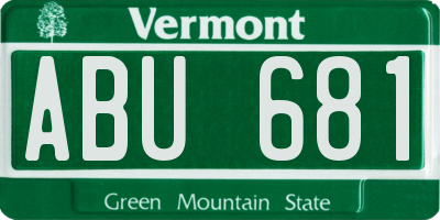 VT license plate ABU681