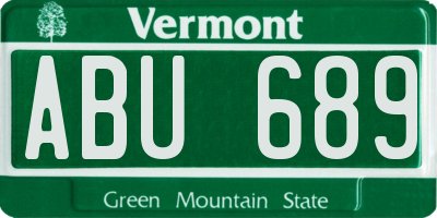 VT license plate ABU689