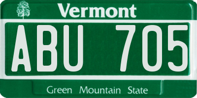 VT license plate ABU705