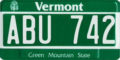 VT license plate ABU742