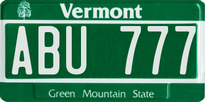 VT license plate ABU777