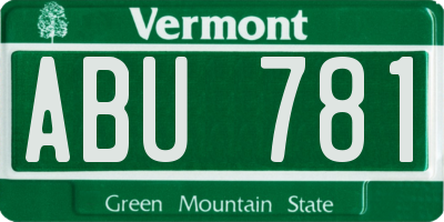 VT license plate ABU781