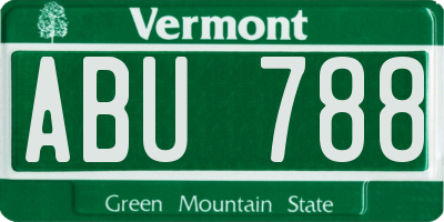 VT license plate ABU788
