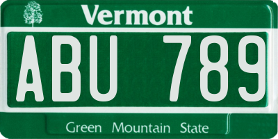 VT license plate ABU789