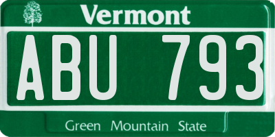 VT license plate ABU793