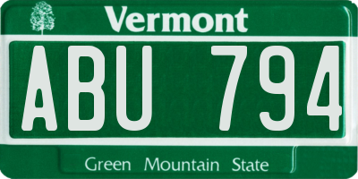 VT license plate ABU794