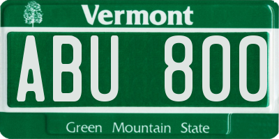 VT license plate ABU800