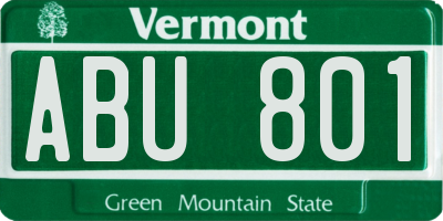 VT license plate ABU801