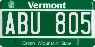 VT license plate ABU805