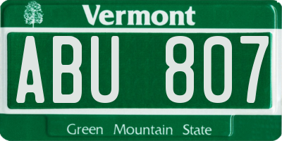 VT license plate ABU807