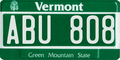 VT license plate ABU808