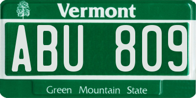 VT license plate ABU809