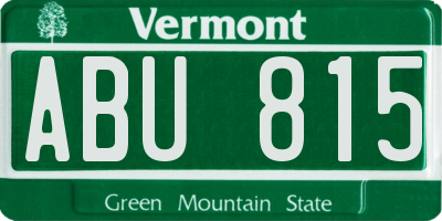 VT license plate ABU815