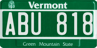 VT license plate ABU818