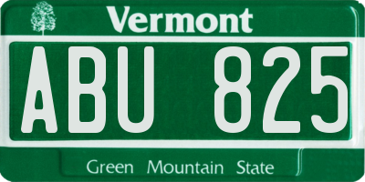 VT license plate ABU825