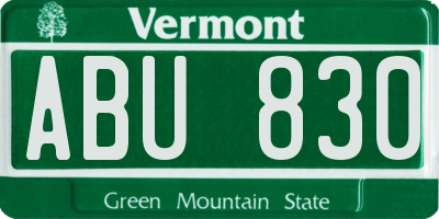VT license plate ABU830