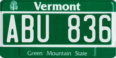 VT license plate ABU836