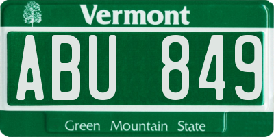 VT license plate ABU849