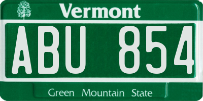 VT license plate ABU854