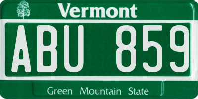 VT license plate ABU859