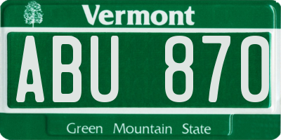 VT license plate ABU870