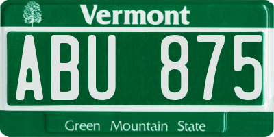 VT license plate ABU875