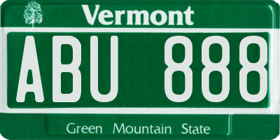 VT license plate ABU888